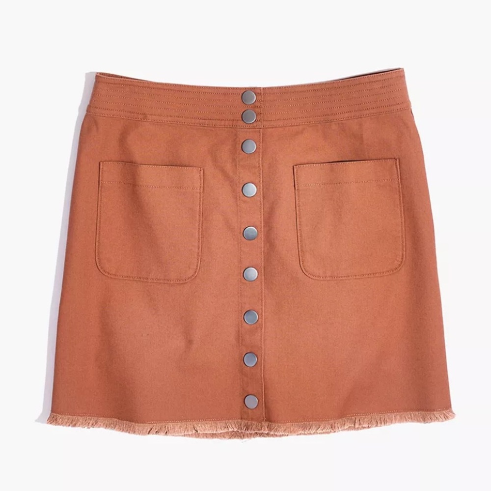 MADEWELL High Waist Snap Skirt In Burnt Sienna - Picture 3 of 11